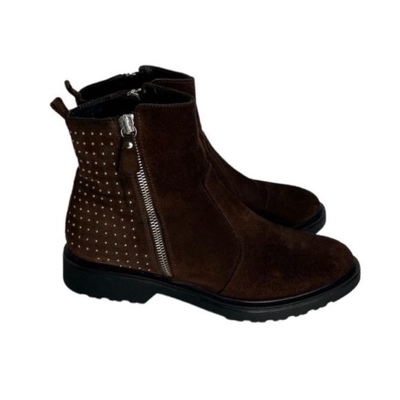 Barbara Barbieri brown suede slipon studded Chelsea ankle low heel boots size 37 - Picture 3 of 14